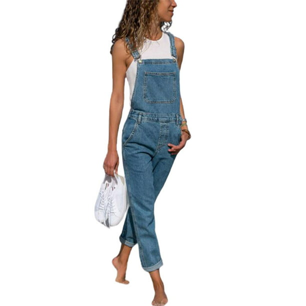 Women Ladies Casual Denim Jeans Jumpsuit Dungarees Playsuit Trousers Overalls 
